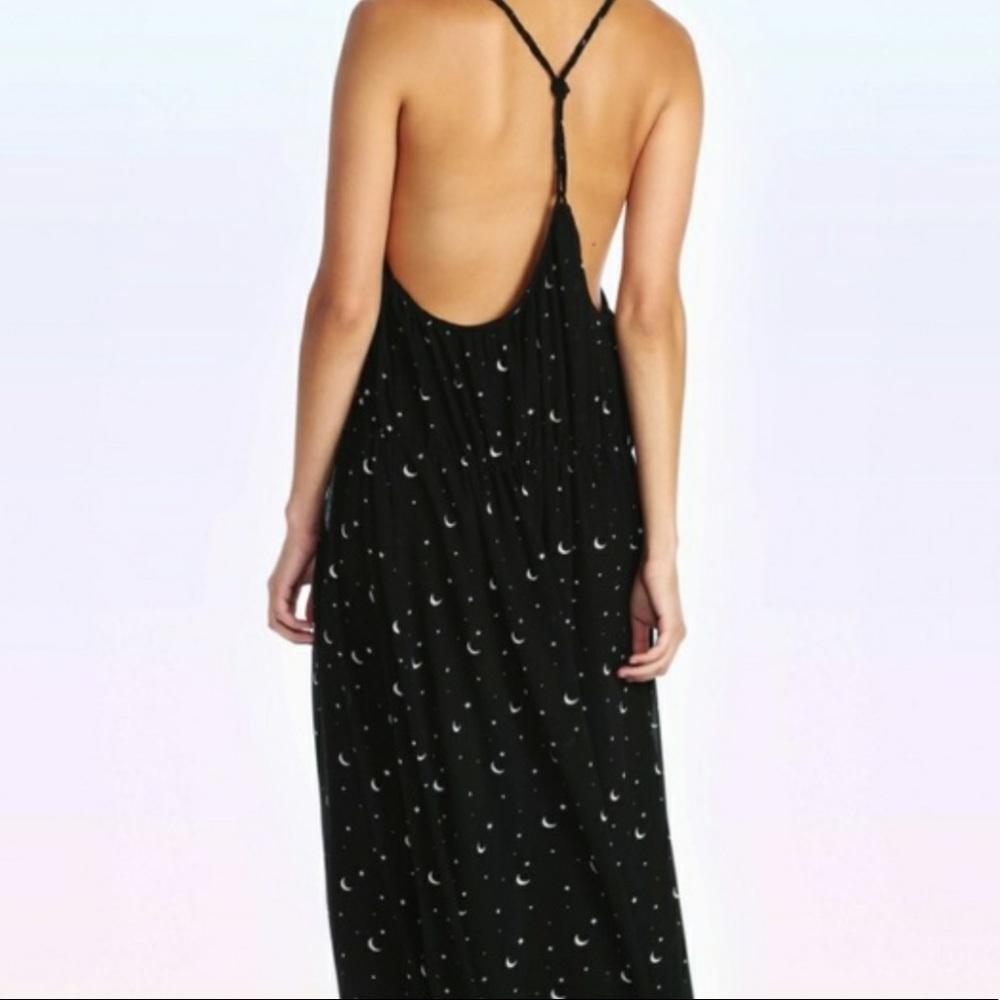 Wildfox Black Moon and Stars Flower Maxi Dress Size Small